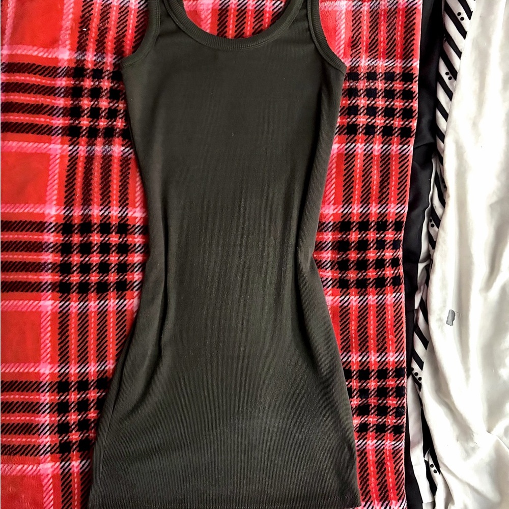 Fashion Nova Ribbed Tank Mini Dress - Olive Green - Size Xs